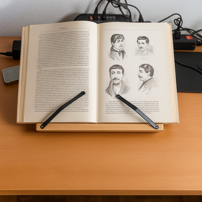 Foldable Adjustable Wooden Book Stand for Books Tablets and Cookbooks