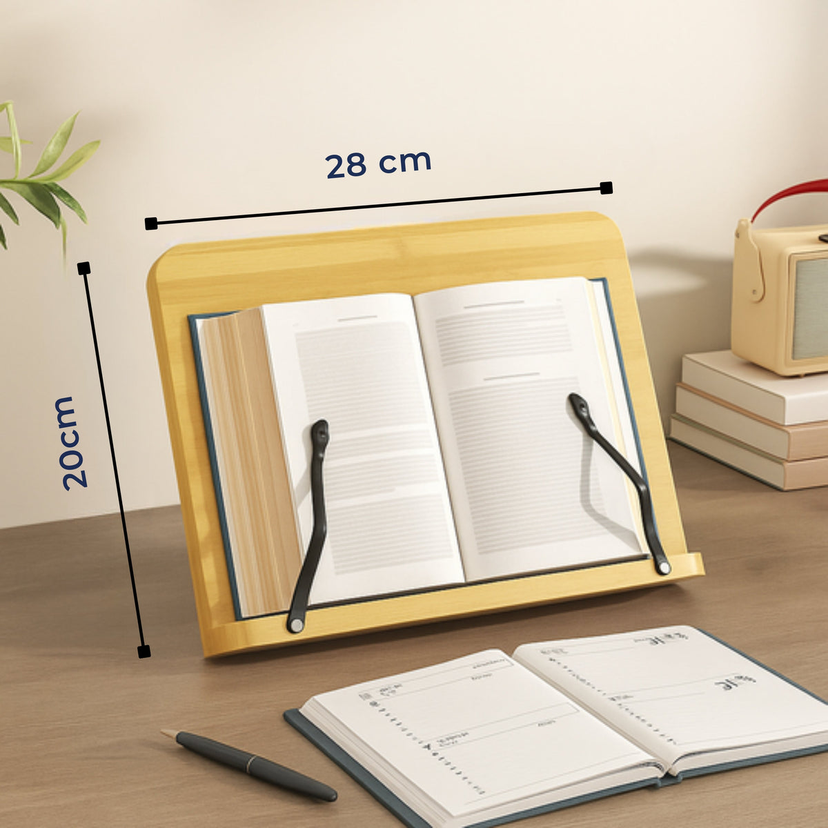Foldable Adjustable Wooden Book Stand for Books Tablets and Cookbooks