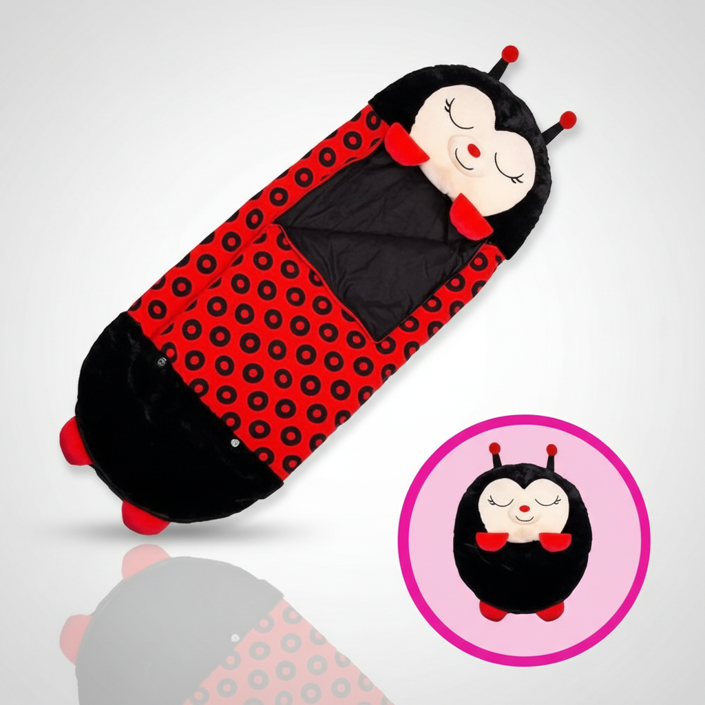 Foldable Animal Shape Kids Sleeping Bag Soft Plush Portable Nap Mat for Travel Sleepover Comfort