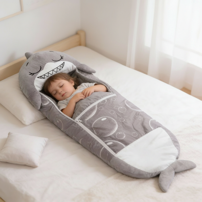 Foldable Animal Shape Kids Sleeping Bag Soft Plush Portable Nap Mat for Travel Sleepover Comfort