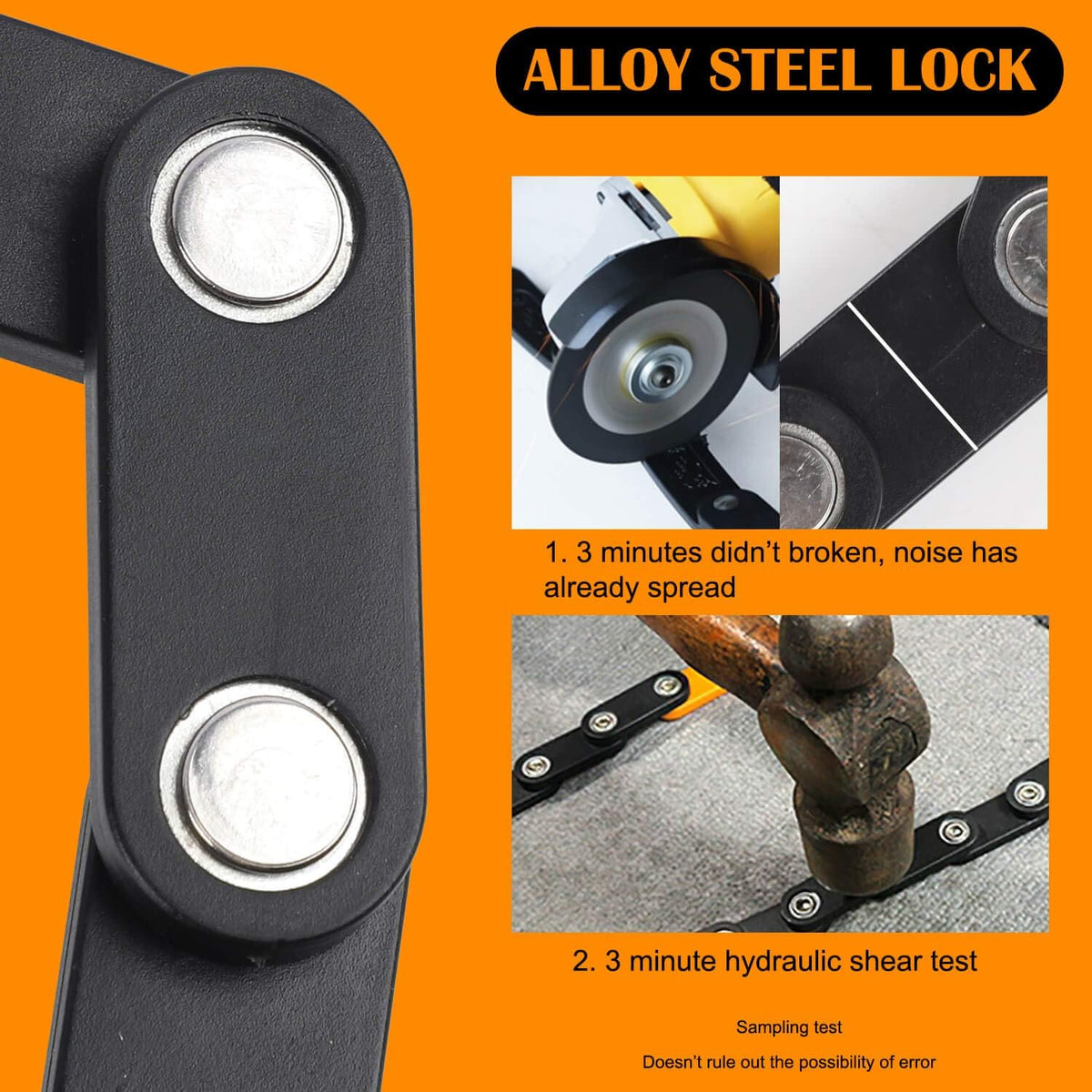 Foldable Heavy Duty Bike Lock with Hardened Steel Security Chain