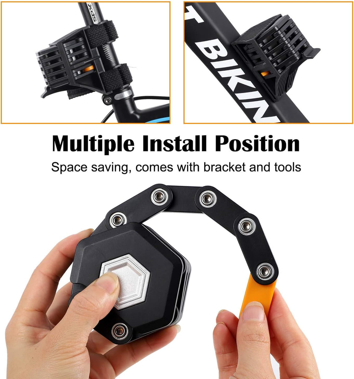 Foldable Heavy Duty Bike Lock with Hardened Steel Security Chain