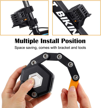 Foldable Heavy Duty Bike Lock with Hardened Steel Security Chain