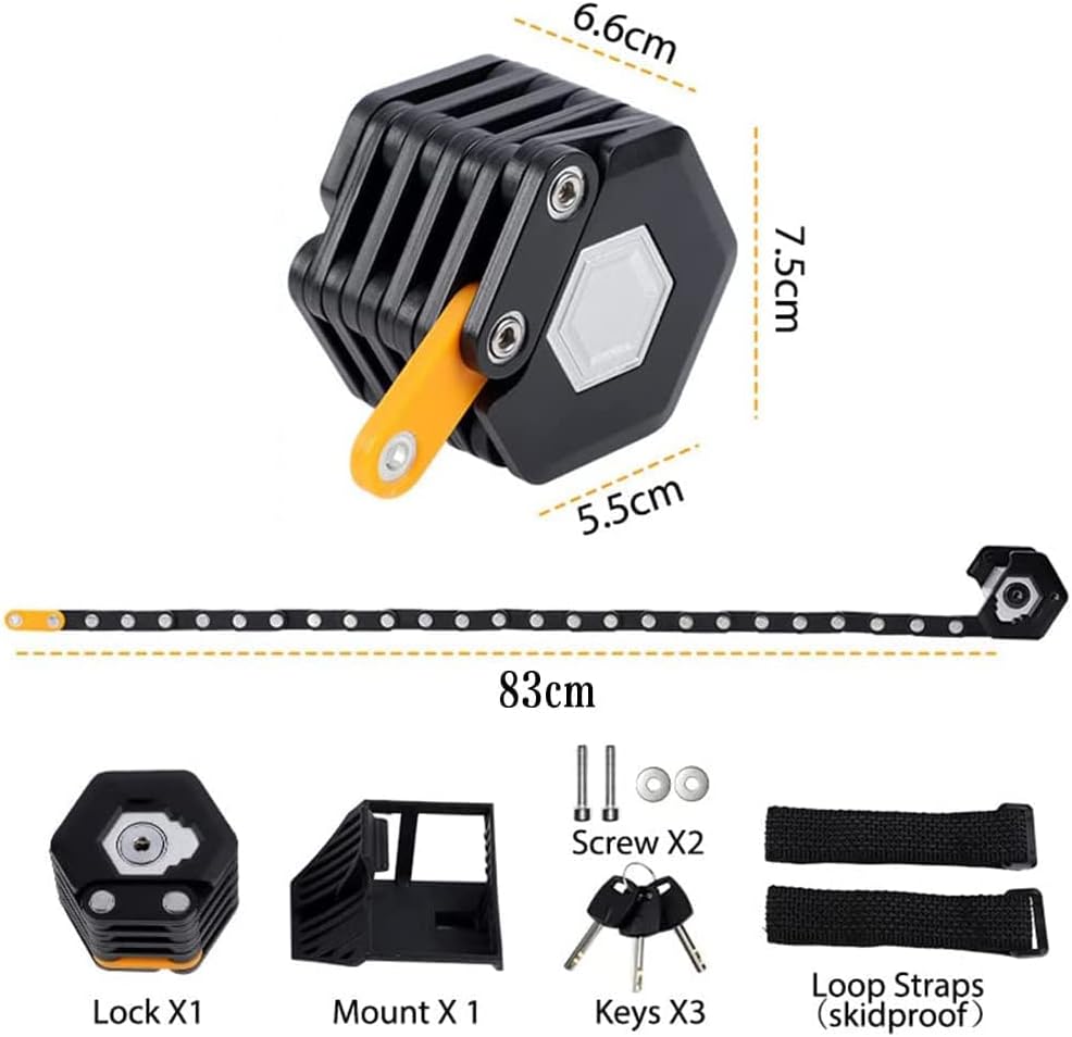 Foldable Heavy Duty Bike Lock with Hardened Steel Security Chain