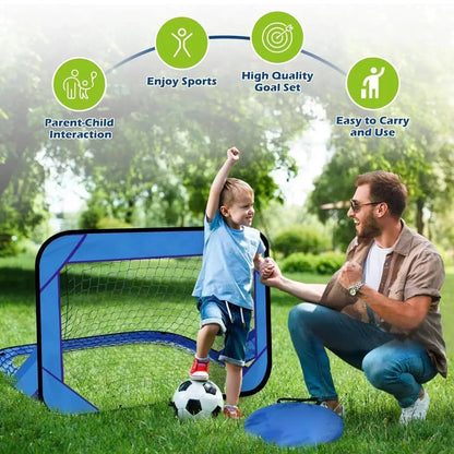 Foldable Kids Soccer Goal with Target Zones Portable Training Net
