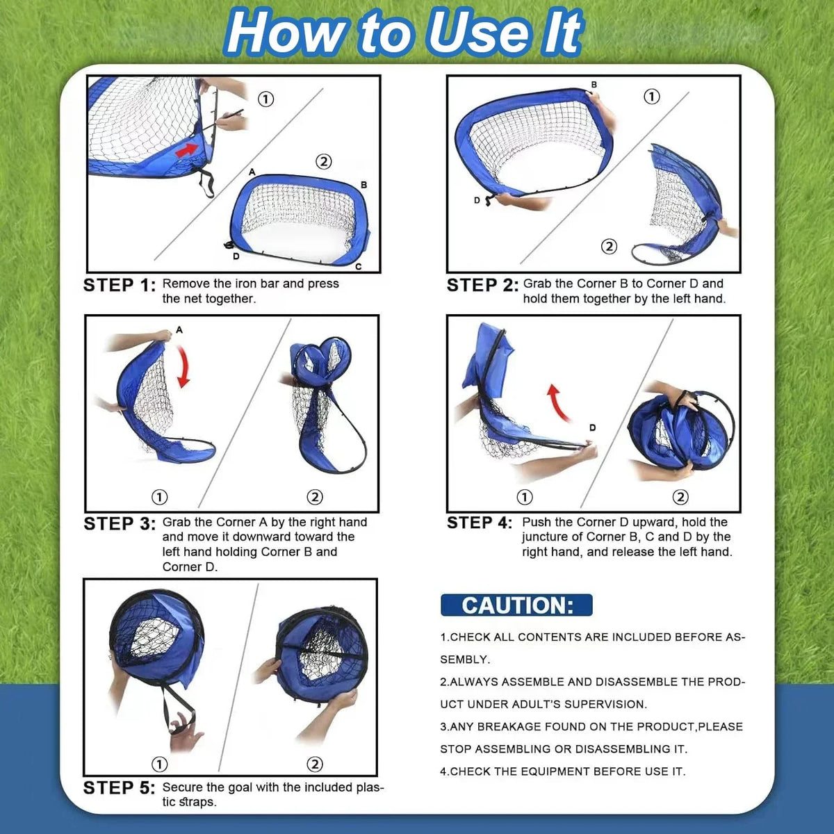 Foldable Kids Soccer Goal with Target Zones Portable Training Net
