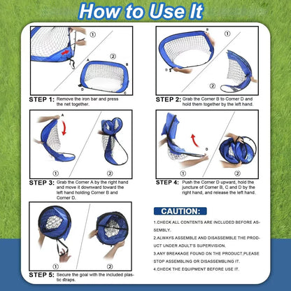 Foldable Kids Soccer Goal with Target Zones Portable Training Net