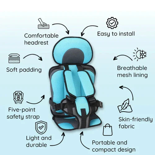 Foldable Portable Child Car Booster Seat with Safety Harness