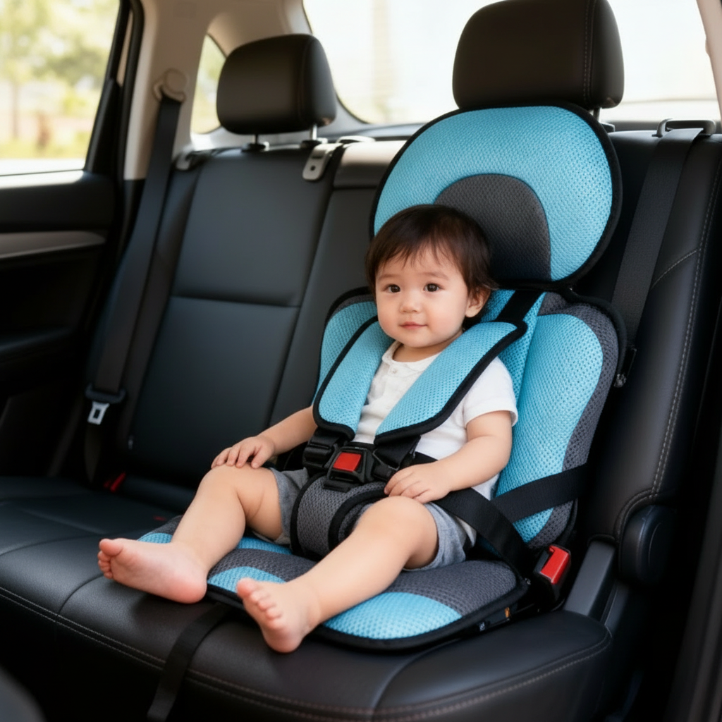 Foldable Portable Child Car Booster Seat with Safety Harness