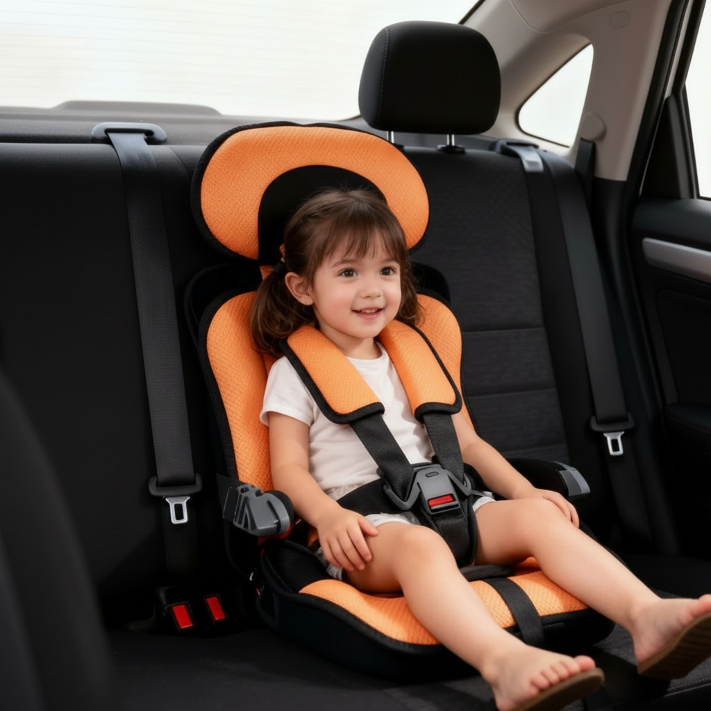 Foldable Portable Child Car Booster Seat with Safety Harness