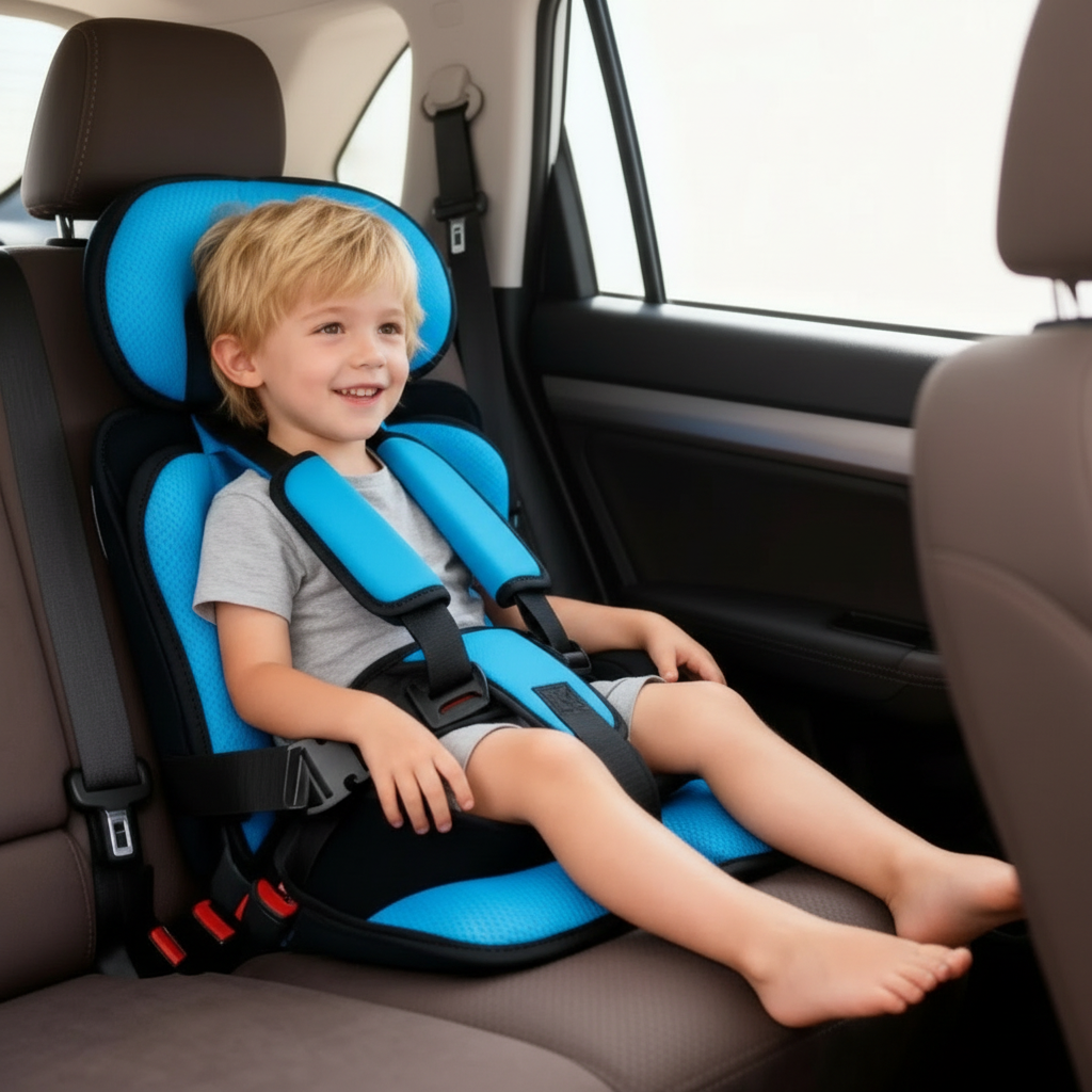 Foldable Portable Child Car Booster Seat with Safety Harness