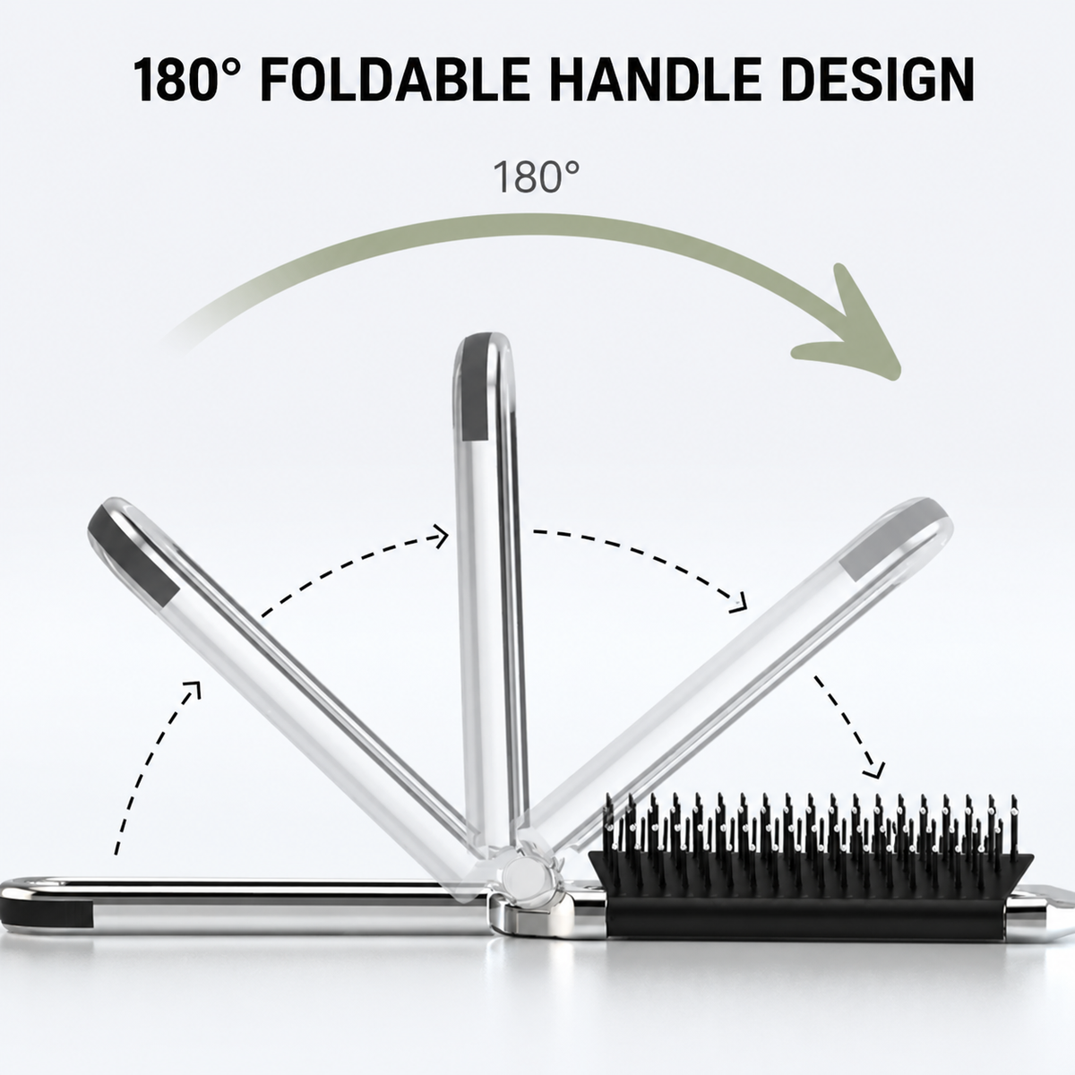 Foldable Travel Hair Brush with Mirror Compact Styling Brush