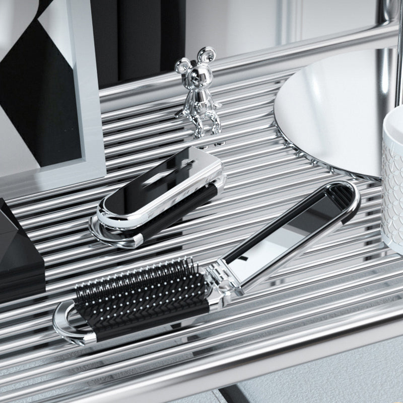 Foldable Travel Hair Brush with Mirror Compact Styling Brush