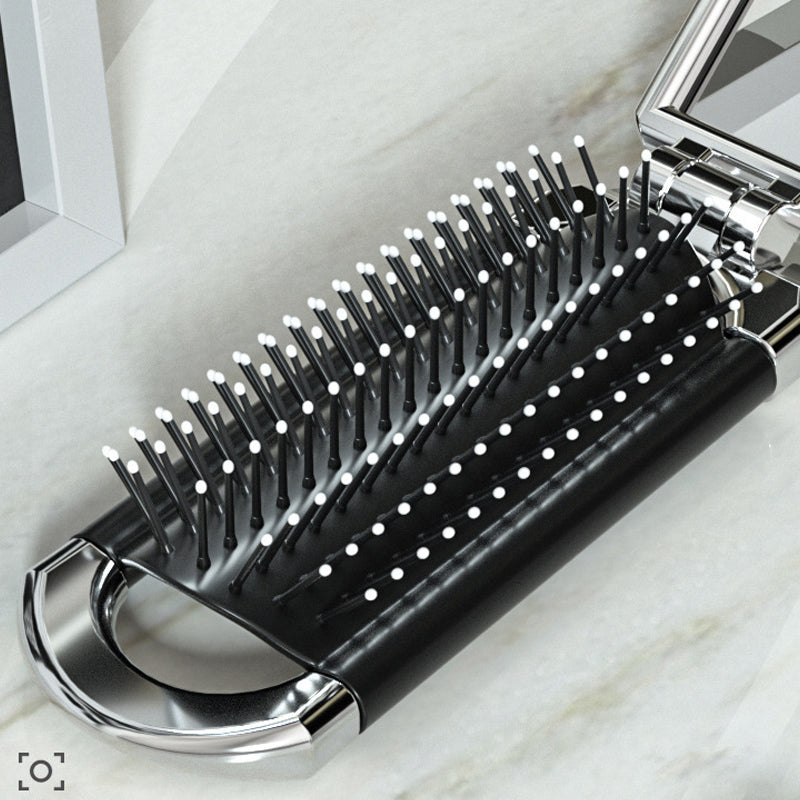 Foldable Travel Hair Brush with Mirror Compact Styling Brush