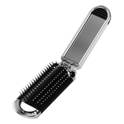 Foldable Travel Hair Brush with Mirror Compact Styling Brush