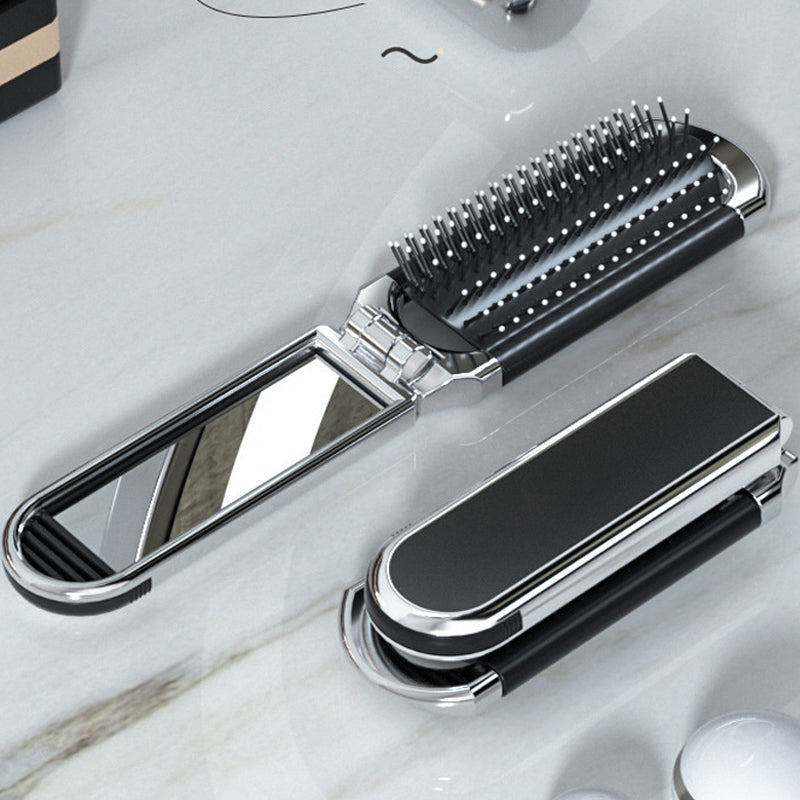 Foldable Travel Hair Brush with Mirror Compact Styling Brush