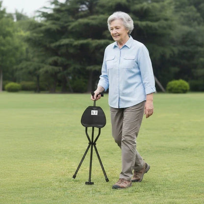 Foldable Walking Stick Seat Cane For Rest Support