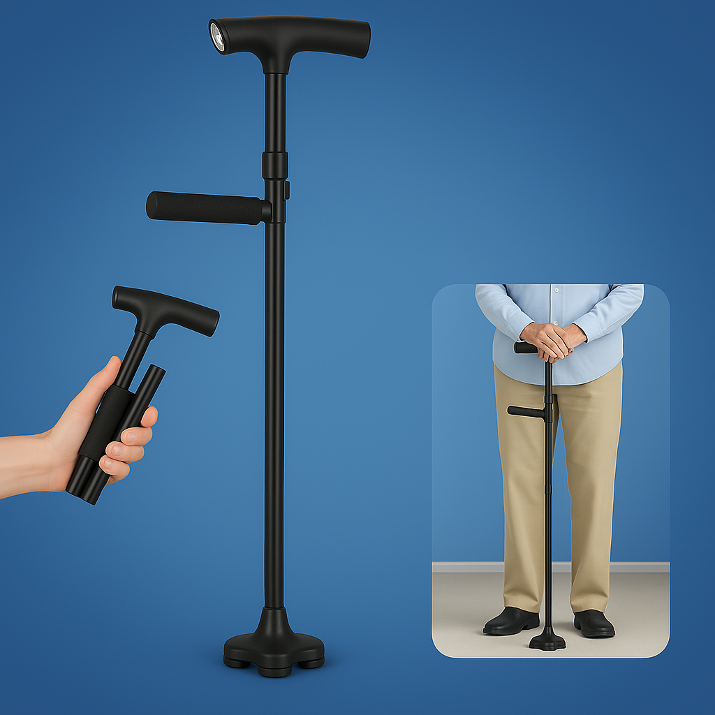 Folding Adjustable Walking Cane Lightweight Collapsible Support