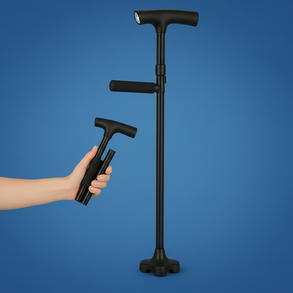 Folding Adjustable Walking Cane Lightweight Collapsible Support