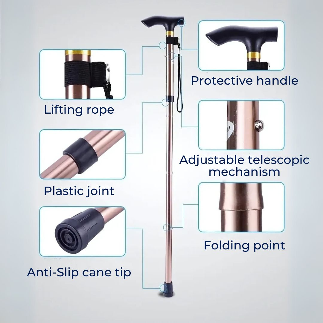 Folding Telescopic Walking Cane with Ergonomic Handle
