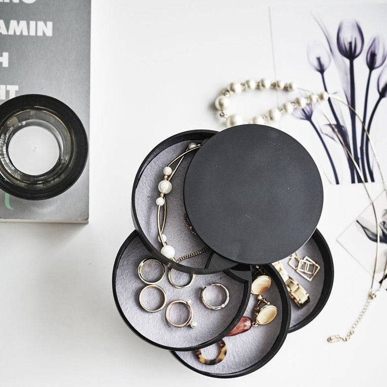 Four Layer Jewelry Organizer With Rotating Storage Compartments