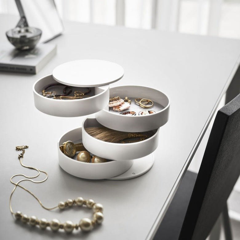 Four Layer Jewelry Organizer With Rotating Storage Compartments