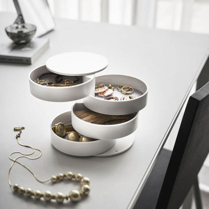 Four Layer Jewelry Organizer With Rotating Storage Compartments