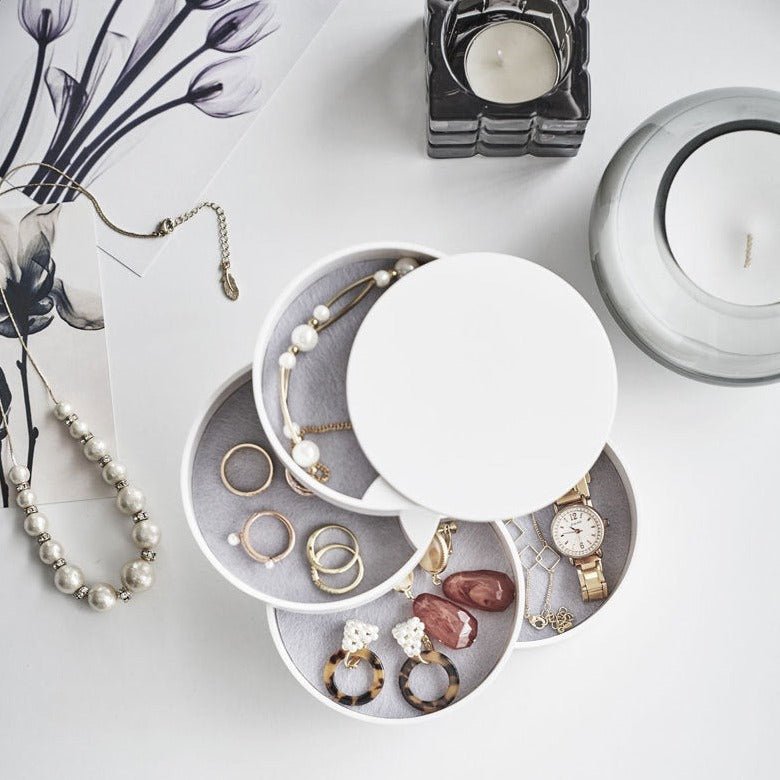 Four Layer Jewelry Organizer With Rotating Storage Compartments