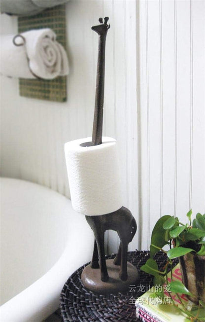 Freestanding Cast Iron Giraffe Toilet Paper Holder