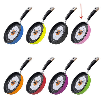 Fried Egg Pan Wall Clock Silent Decorative Kitchen Clock