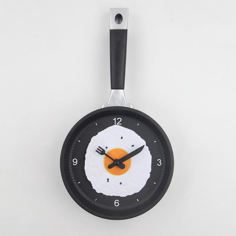 Fried Egg Pan Wall Clock Silent Decorative Kitchen Clock