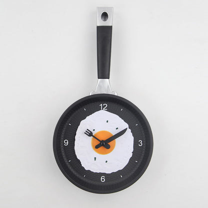 Fried Egg Pan Wall Clock Silent Decorative Kitchen Clock