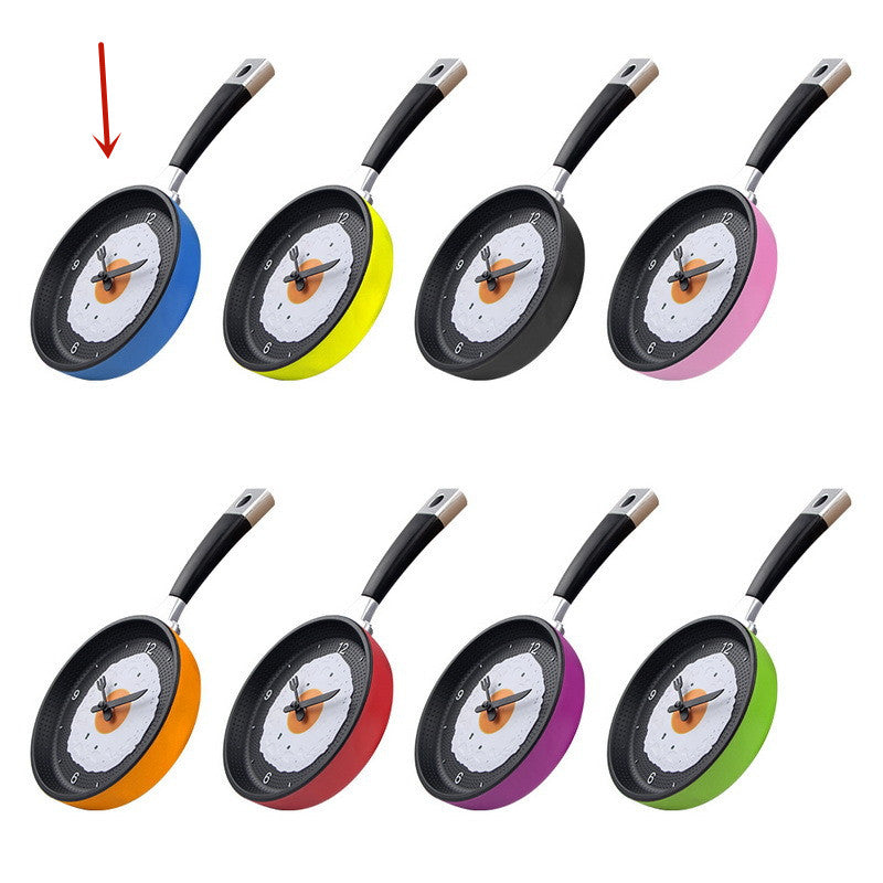 Fried Egg Pan Wall Clock Silent Decorative Kitchen Clock