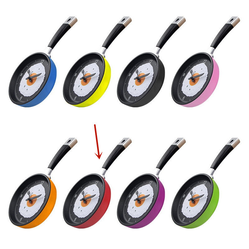 Fried Egg Pan Wall Clock Silent Decorative Kitchen Clock