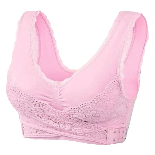 Front Closure Lace Support Bra with Side Buckle