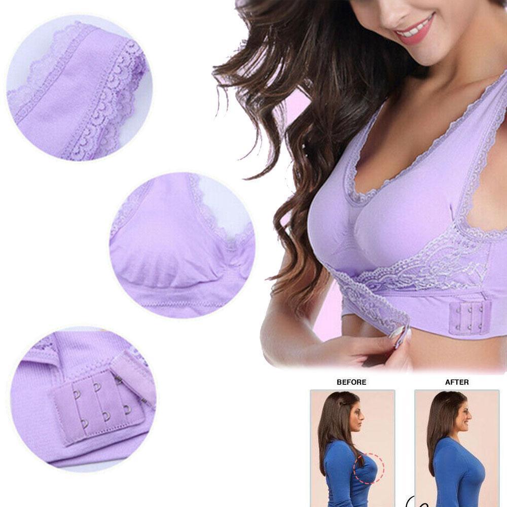 Front Closure Lace Support Bra with Side Buckle