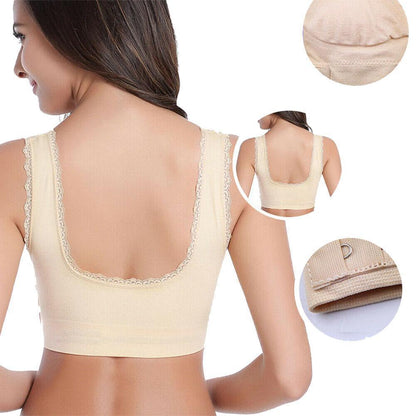 Front Closure Lace Support Bra with Side Buckle