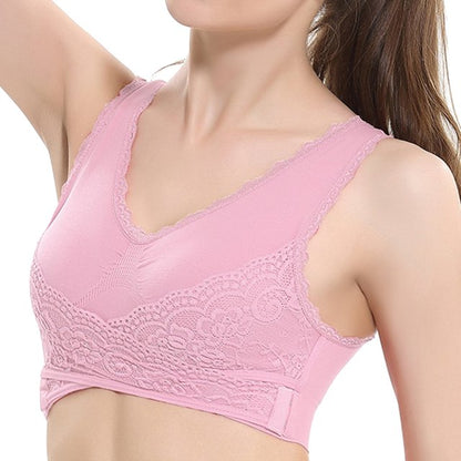 Front Closure Lace Support Bra with Side Buckle