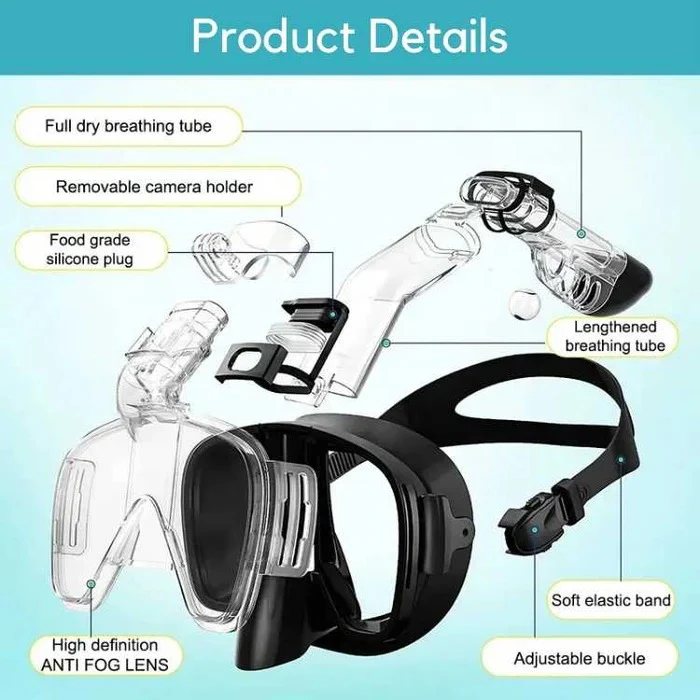 Full Face Snorkeling Mask with Dry Top and Panoramic View
