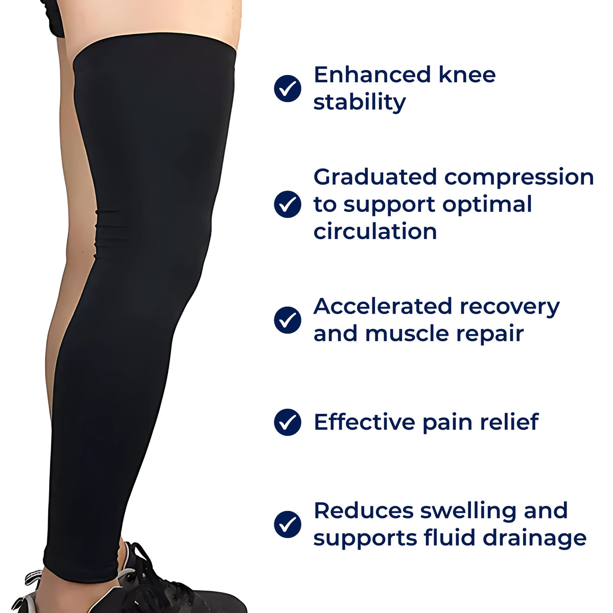 Full Leg Compression Sleeve with Graduated Support for Knee and Leg