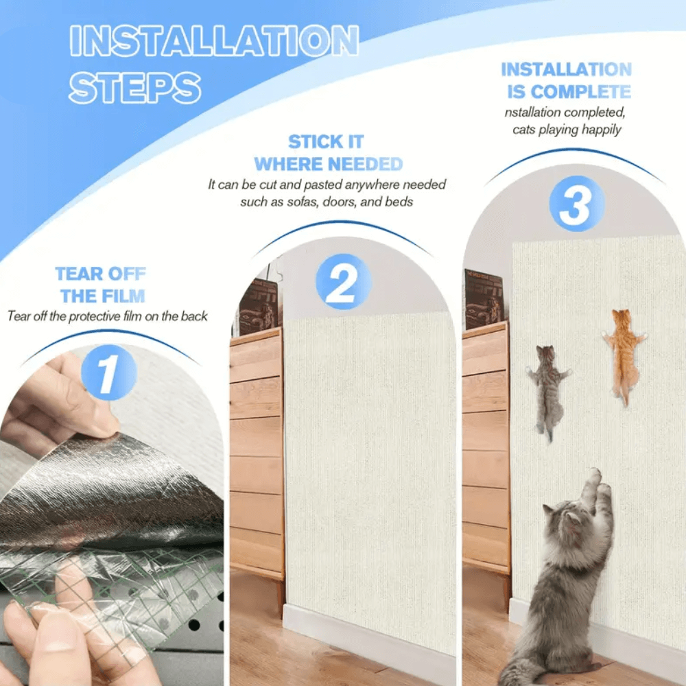 Furniture Cat Scratching Mat with Adhesive Backing