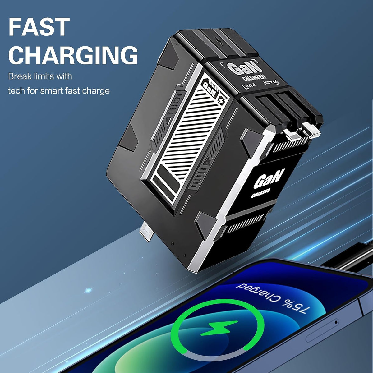 GaN Fast Charger Dual USB Ports for Phones and Tablets
