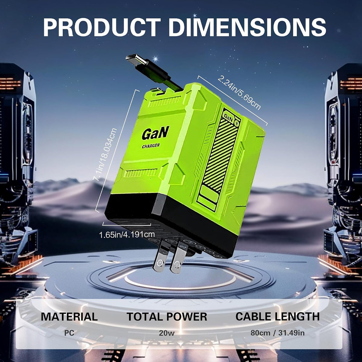 GaN Fast Charger Dual USB Ports for Phones and Tablets