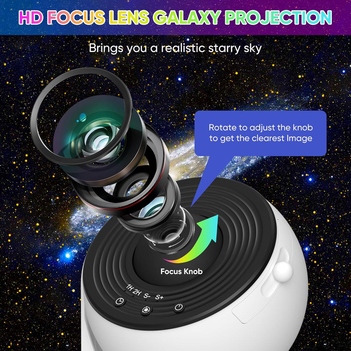 Galaxy Star Projector Night Light with 360 Degree Rotating Projection
