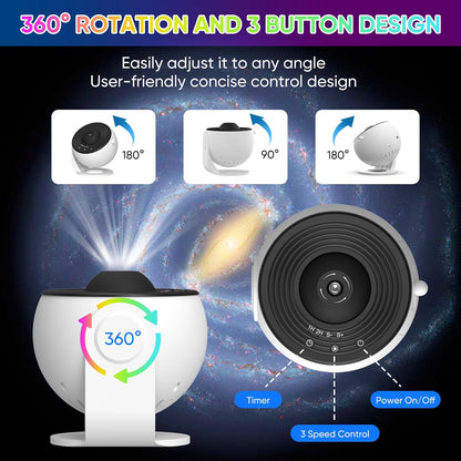 Galaxy Star Projector Night Light with 360 Degree Rotating Projection