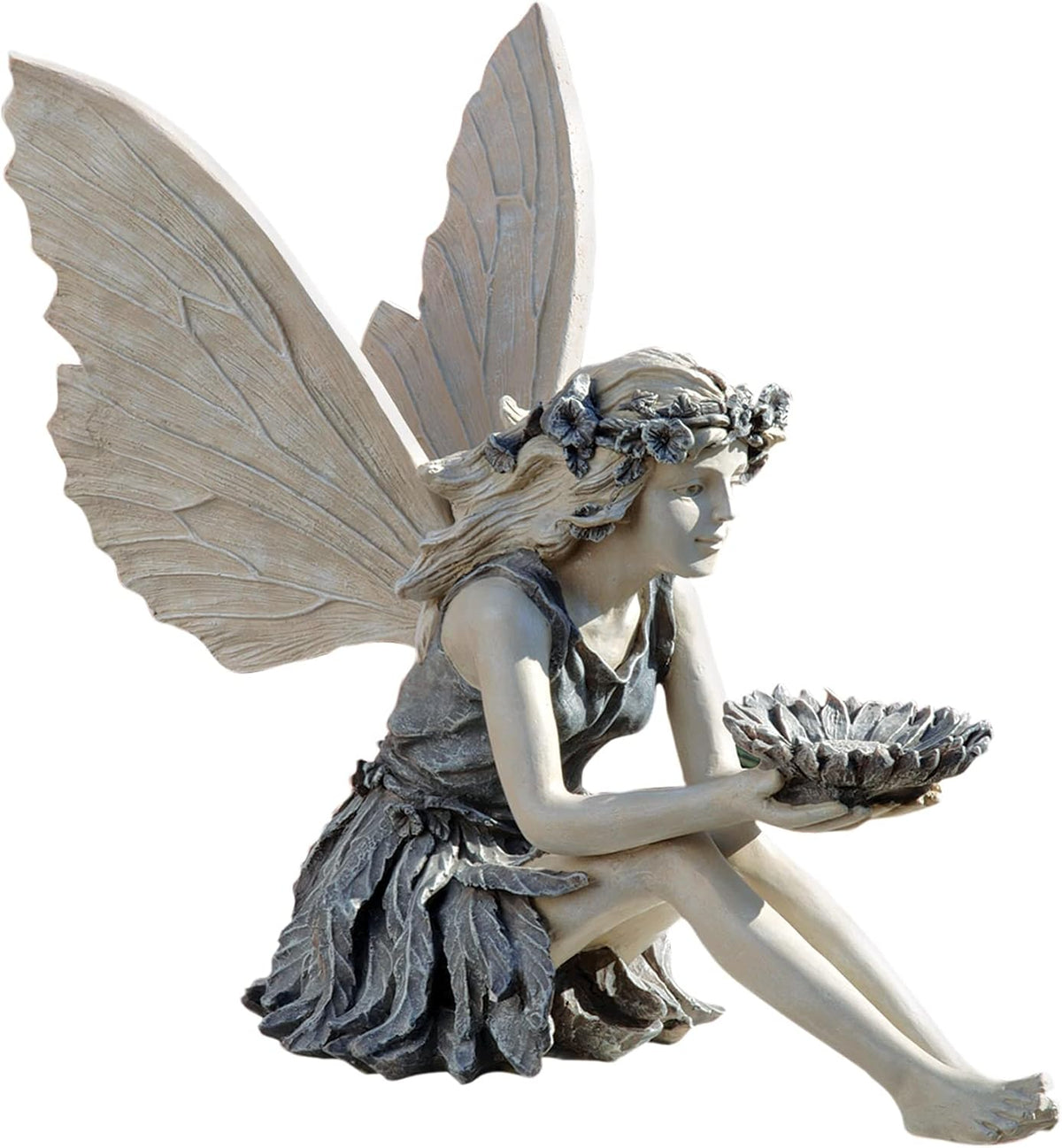 Garden Fairy Statue Resin Bird Bath Outdoor Yard Decor