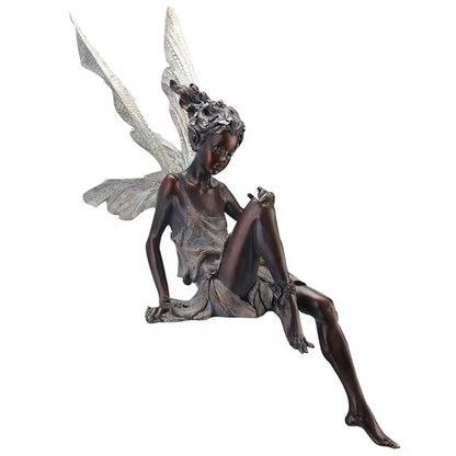 Garden Fairy Statue Resin Bird Bath Outdoor Yard Decor