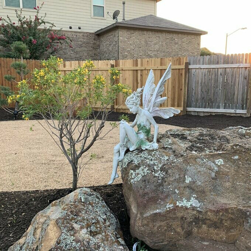 Garden Fairy Statue Resin Bird Bath Outdoor Yard Decor