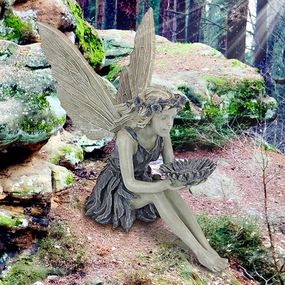 Garden Fairy Statue Resin Bird Bath Outdoor Yard Decor