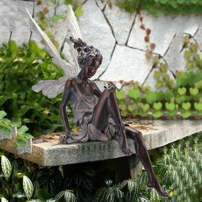 Garden Fairy Statue Resin Bird Bath Outdoor Yard Decor